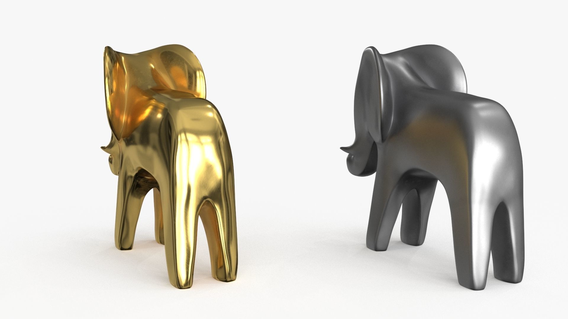 Elephant Figurines Statuette Low-poly 3D model_11