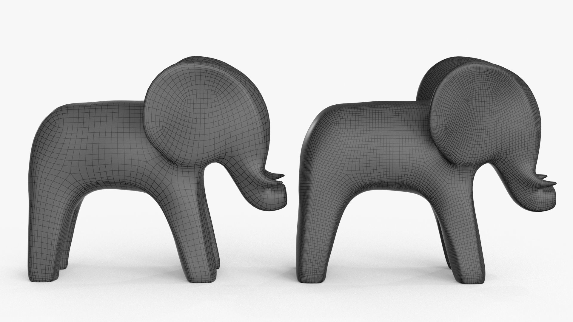 Elephant Figurines Statuette Low-poly 3D model_16