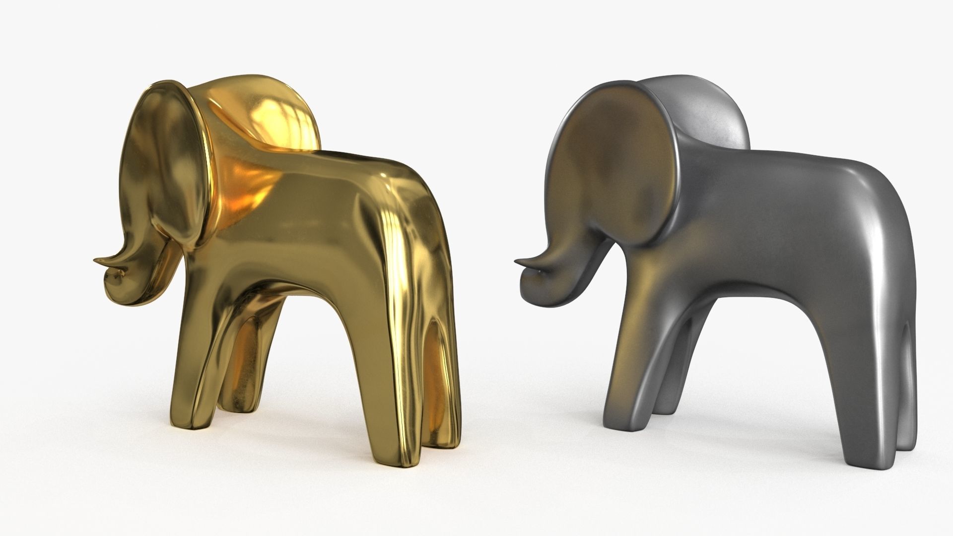 Elephant Figurines Statuette Low-poly 3D model_12
