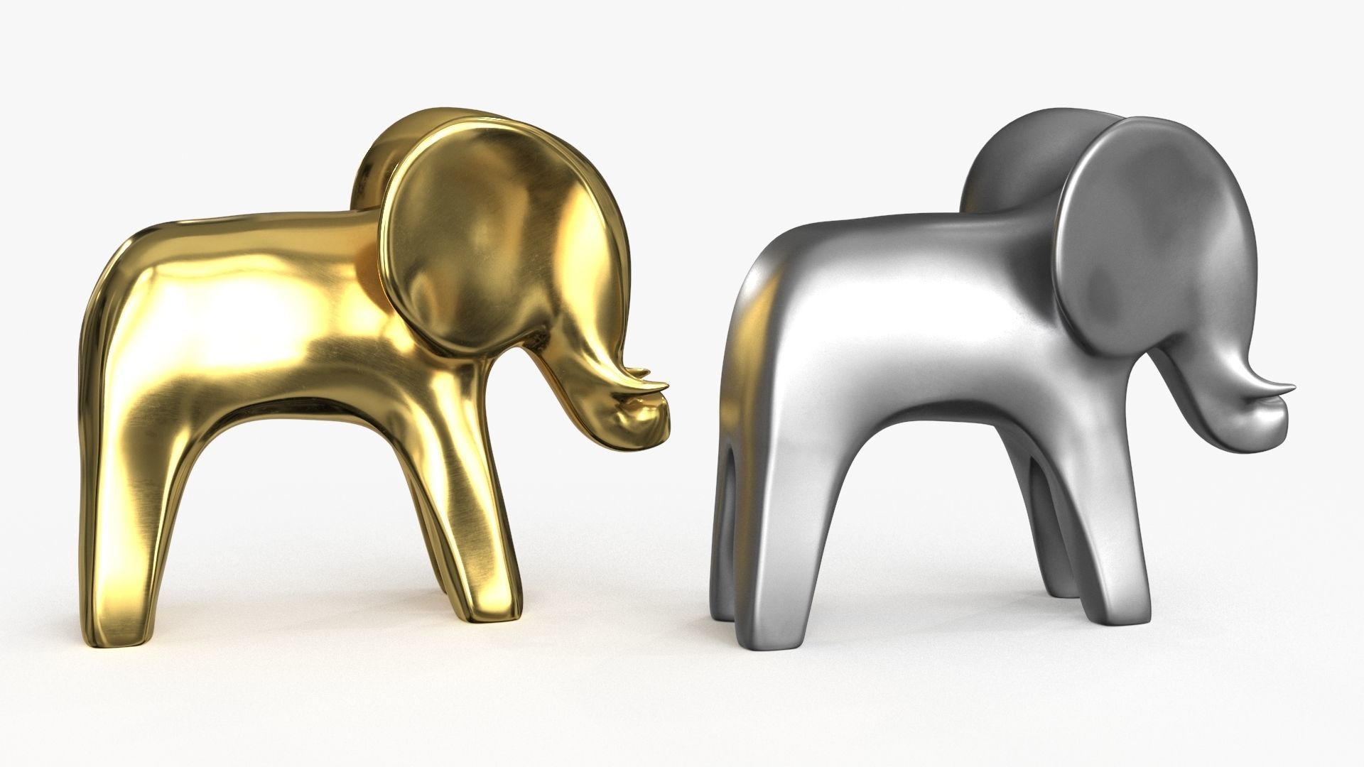 Elephant Figurines Statuette Low-poly 3D model_8