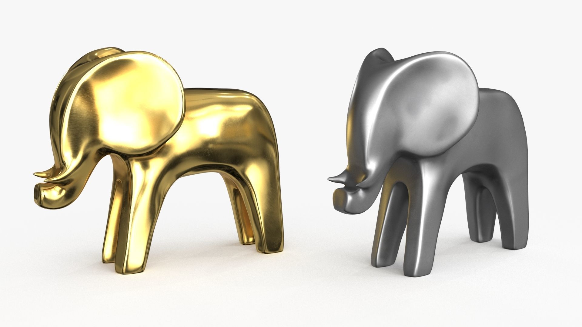 Elephant Figurines Statuette Low-poly 3D model_14
