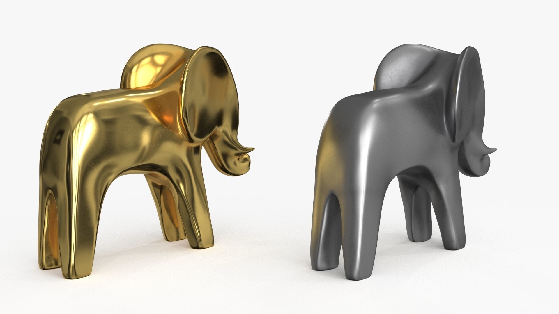Elephant Figurines Statuette Low-poly 3D model_9
