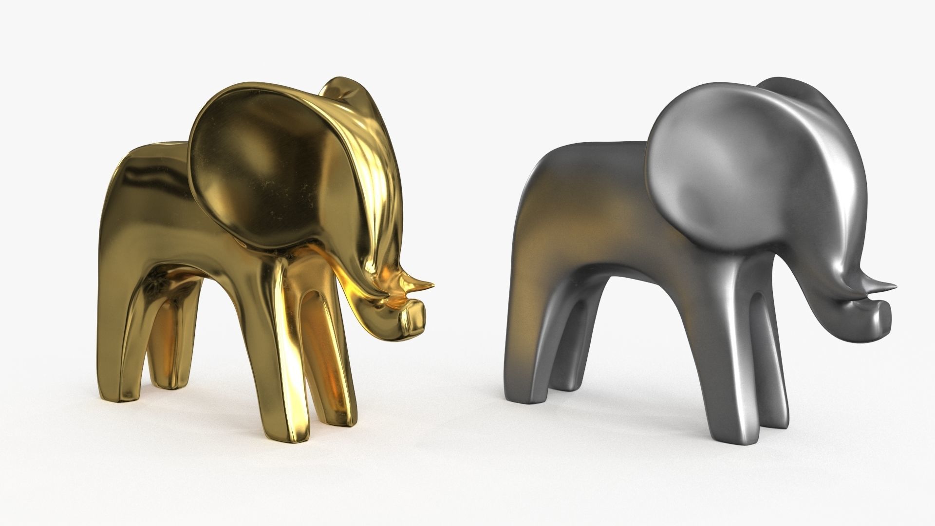 Elephant Figurines Statuette Low-poly 3D model_7