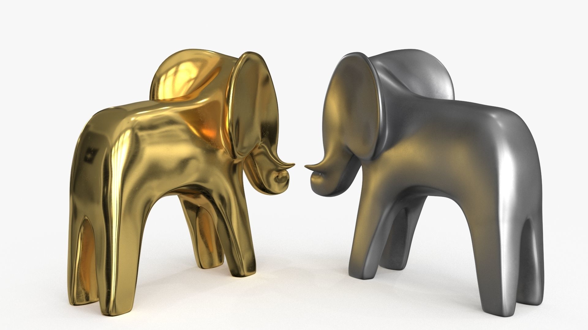 Elephant Figurines Statuette Low-poly 3D model_4