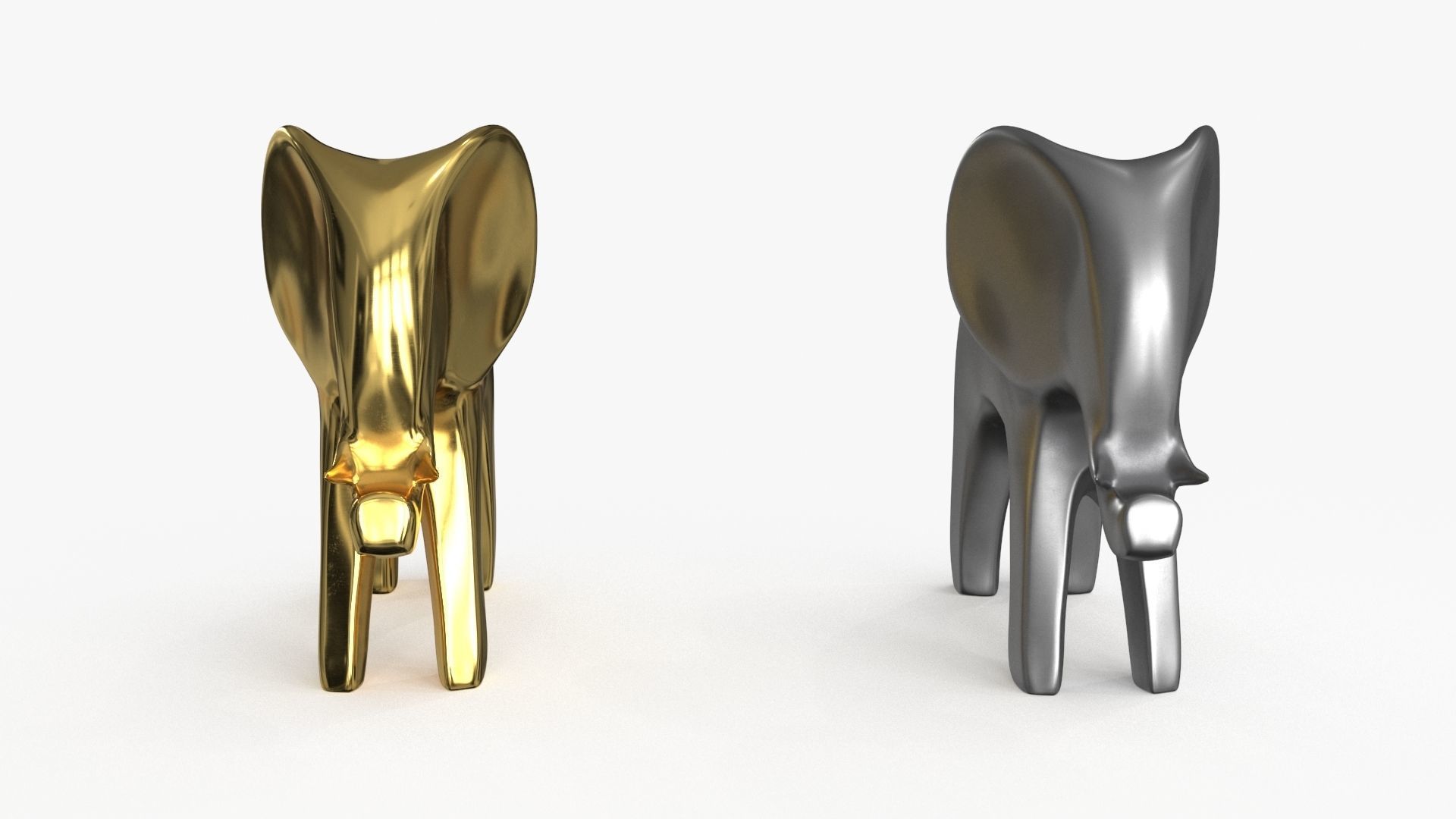 Elephant Figurines Statuette Low-poly 3D model_6