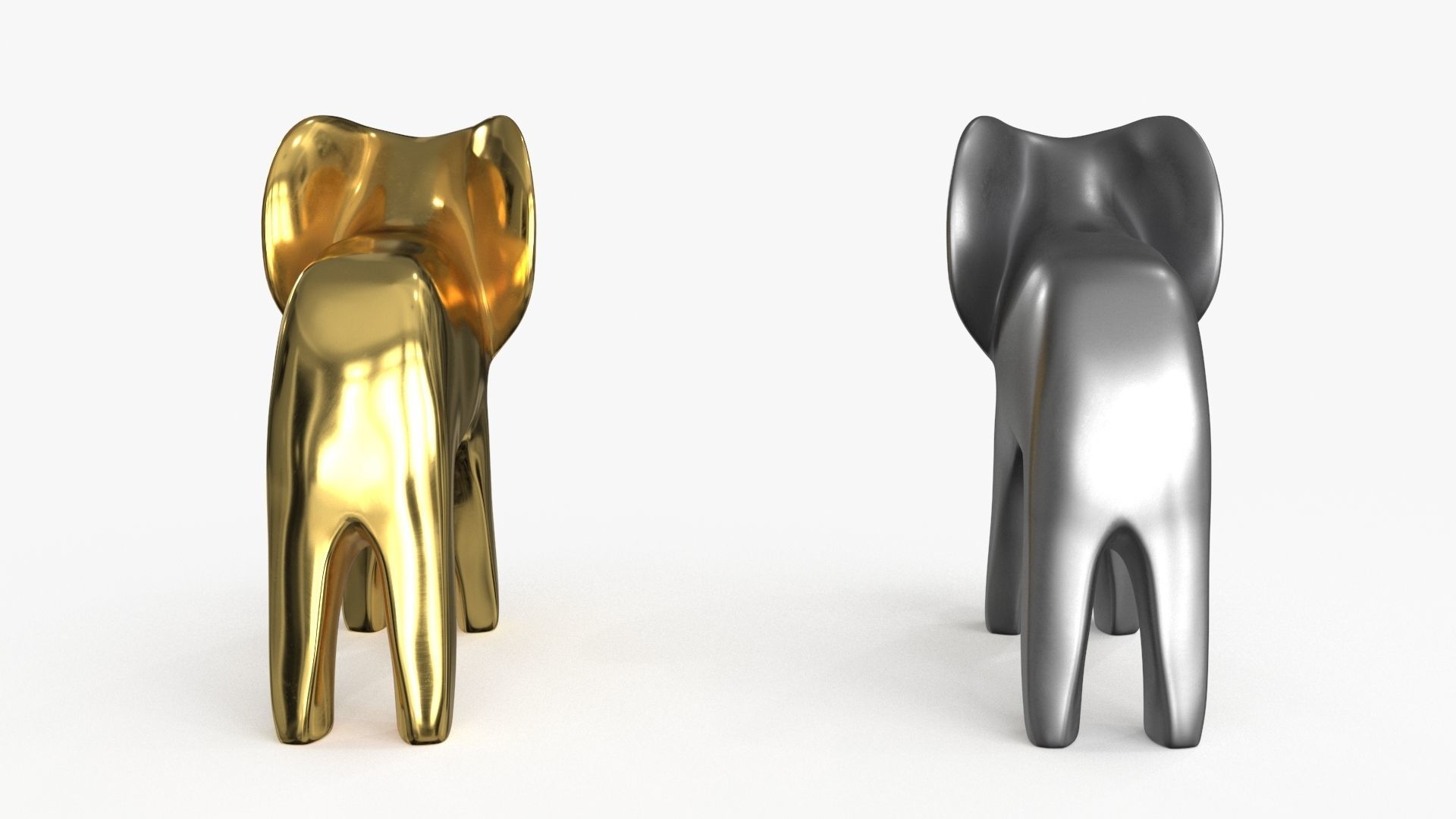 Elephant Figurines Statuette Low-poly 3D model_10