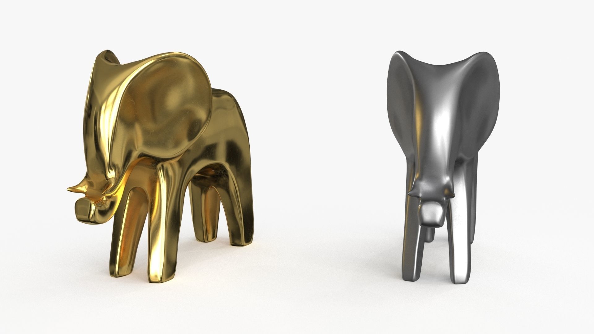 Elephant Figurines Statuette Low-poly 3D model_15