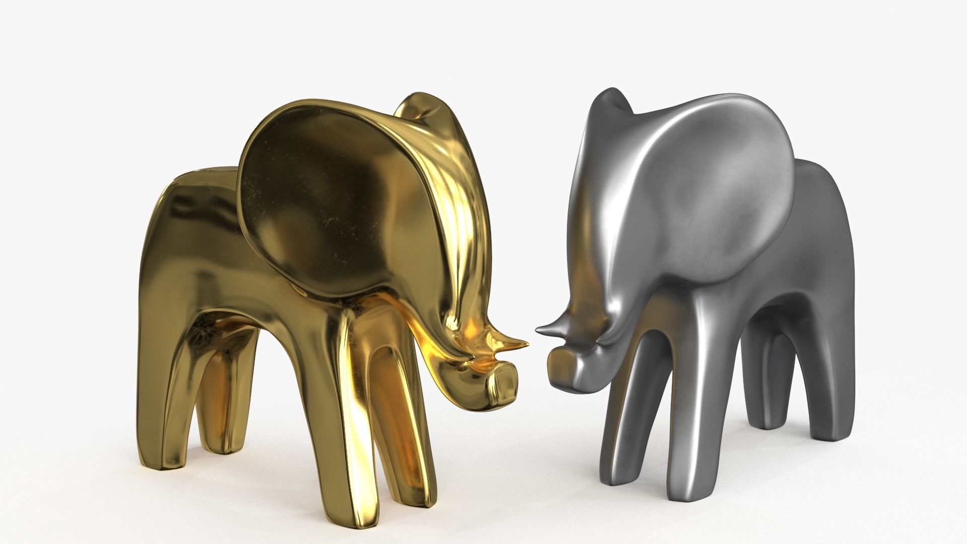Elephant Figurines Statuette Low-poly 3D model_3