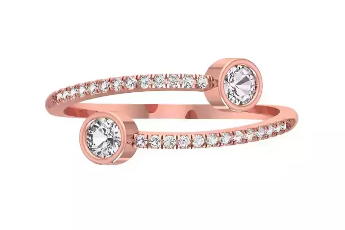 Solitaire Open End Light Weight Round Stone Band Ring