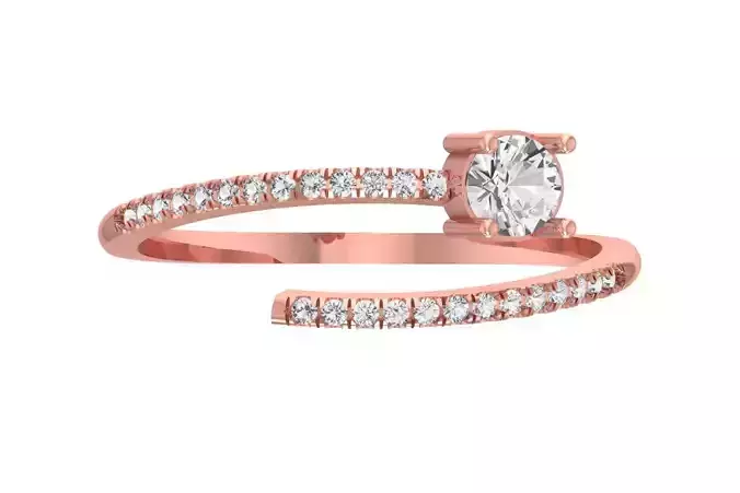 Solitaire Open End Light Weight Round Stone Band Ring