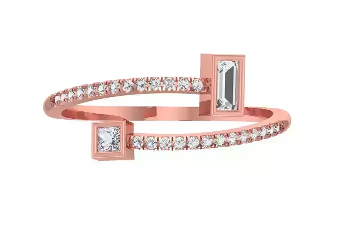 Open End Light Weight Baguette Princess Stone Band Ring