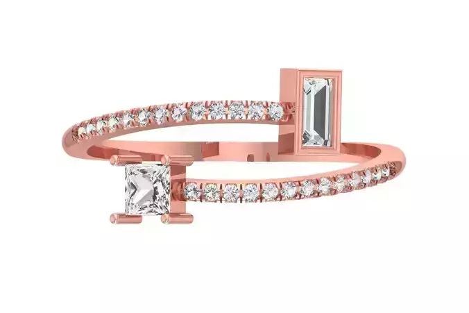  Open End Light Weight Baguette Princess Stone Band Ring