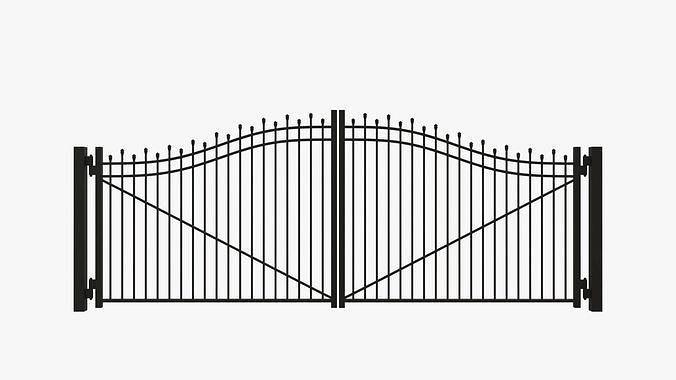 Gate-3 wrought iron gate Low-poly 3D model