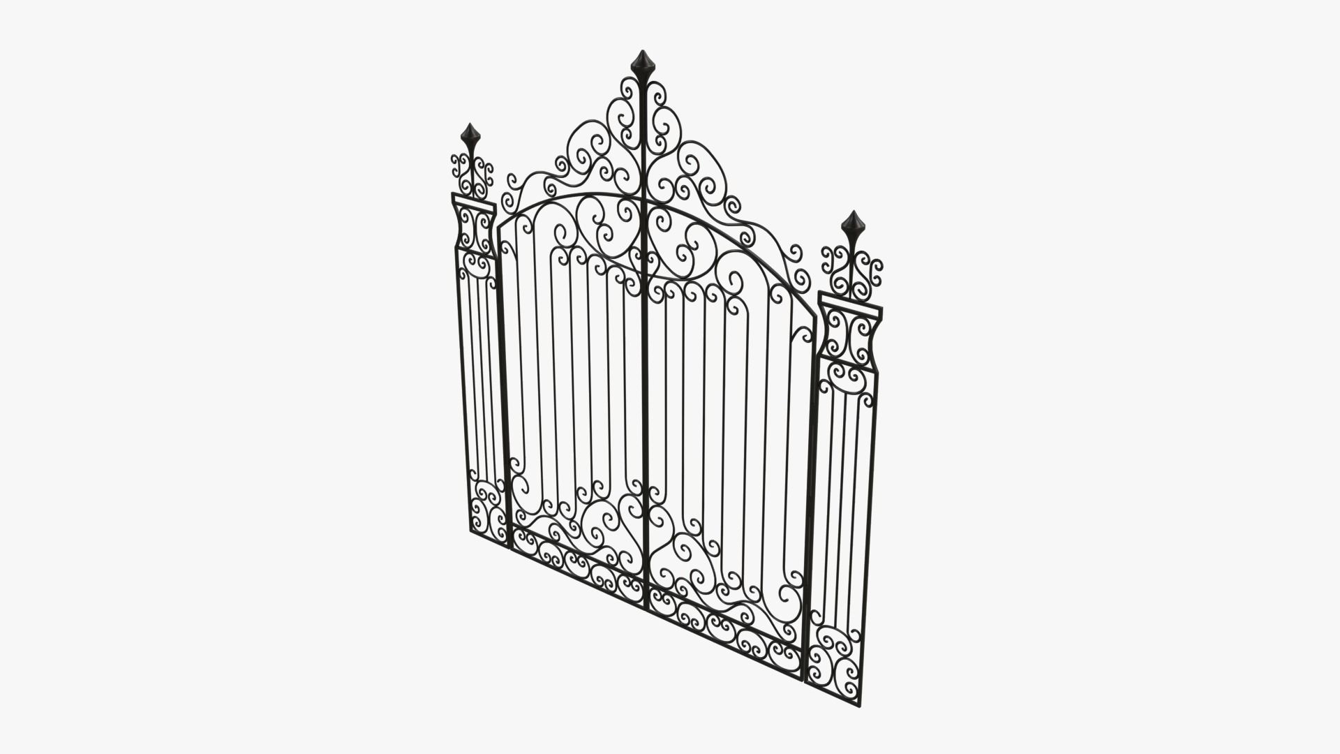Gate-7 ornate wrought iron gate 3D model_3