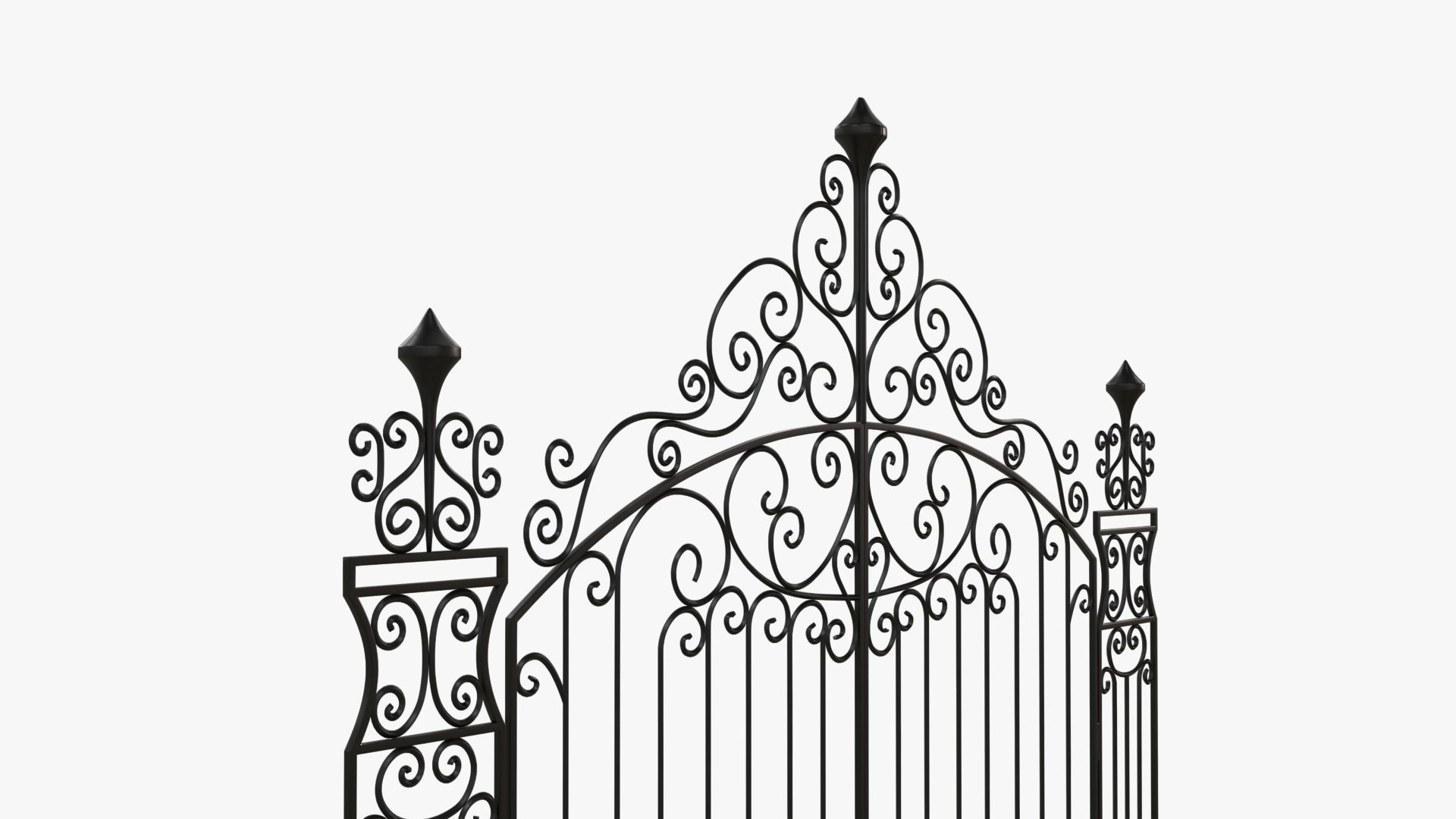 Gate-7 ornate wrought iron gate 3D model_4