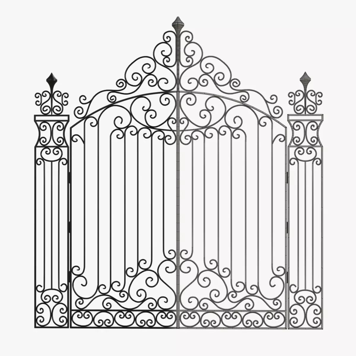 Gate-7 ornate wrought iron gate 3D model_0