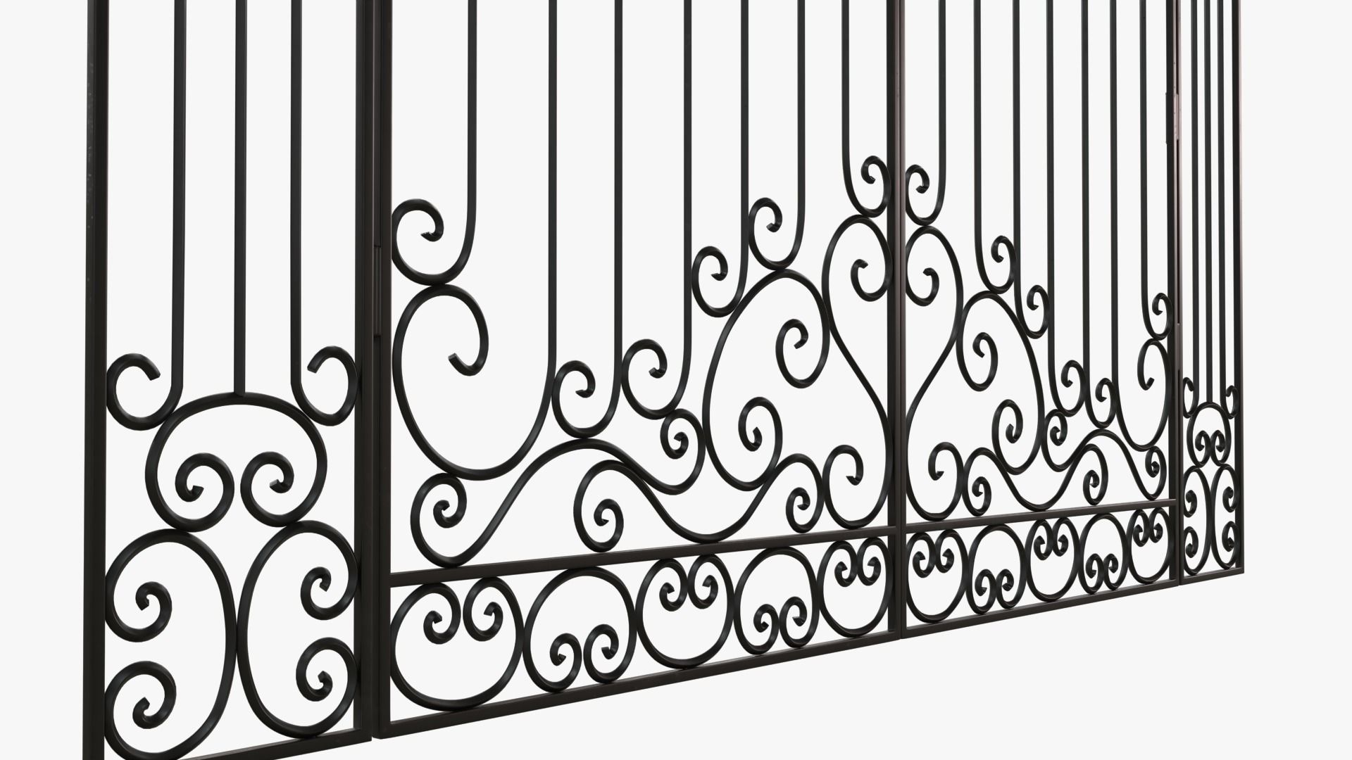 Gate-7 ornate wrought iron gate 3D model_5