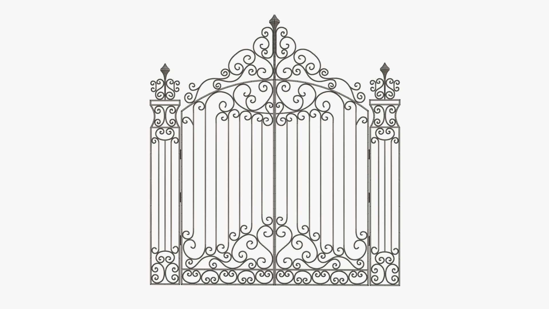 Gate-7 ornate wrought iron gate 3D model_7