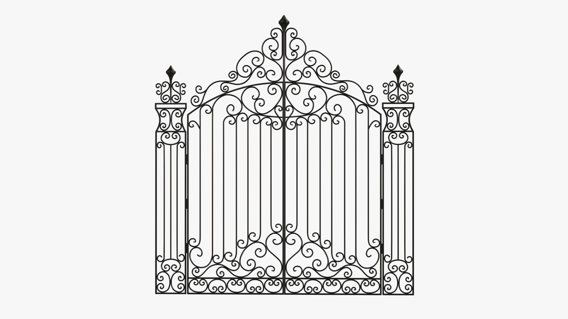 Gate-7 ornate wrought iron gate 3D model_1