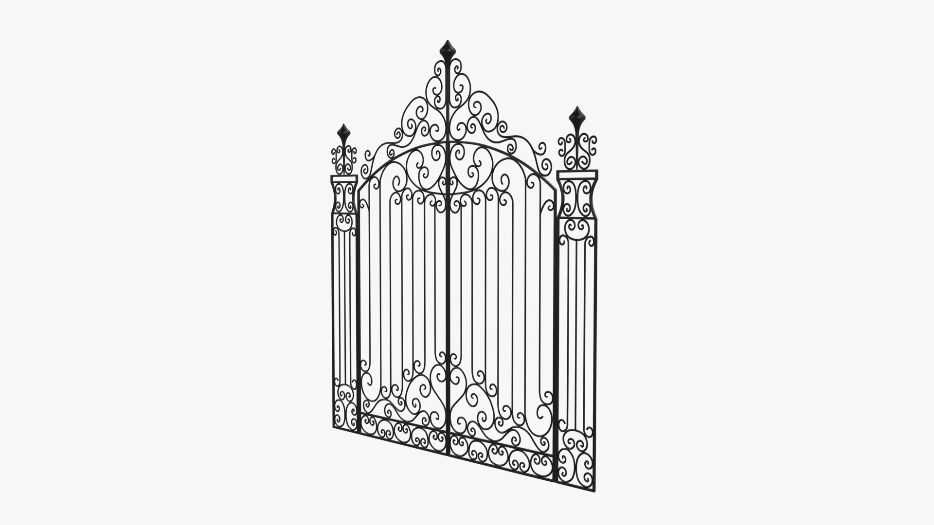 Gate-7 ornate wrought iron gate 3D model_2