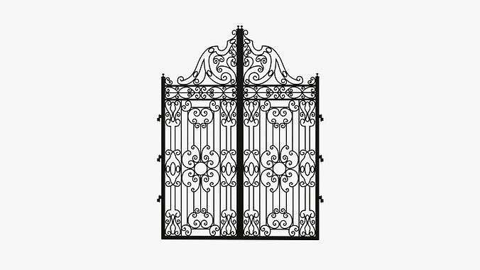 Gate-8 ornate wrought iron gate 3D model