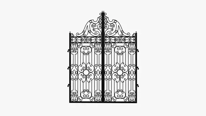 Gate-8 ornate wrought iron gate 3D model
