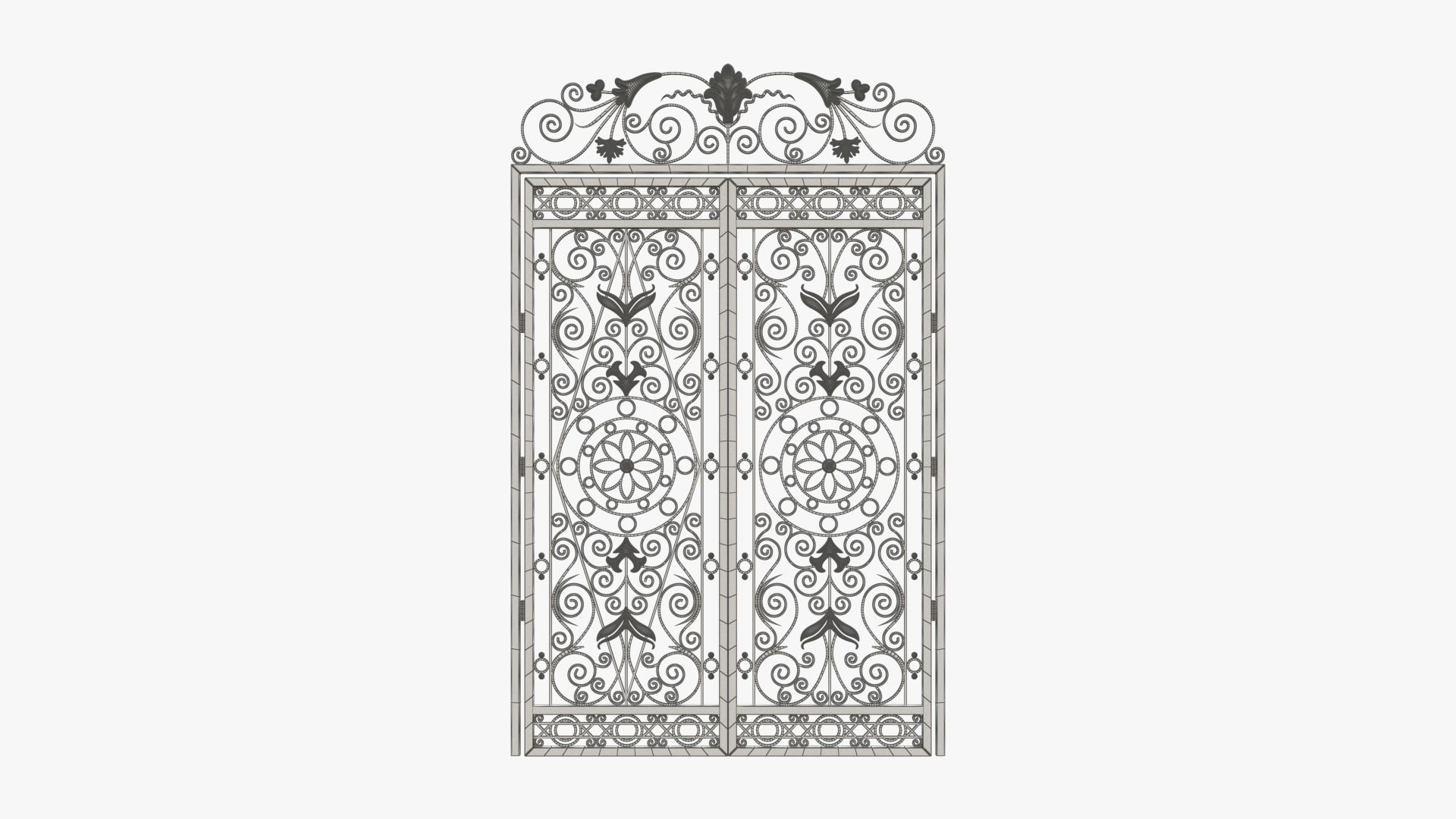 Gate-10 ornate wrought iron gate 3D model_2
