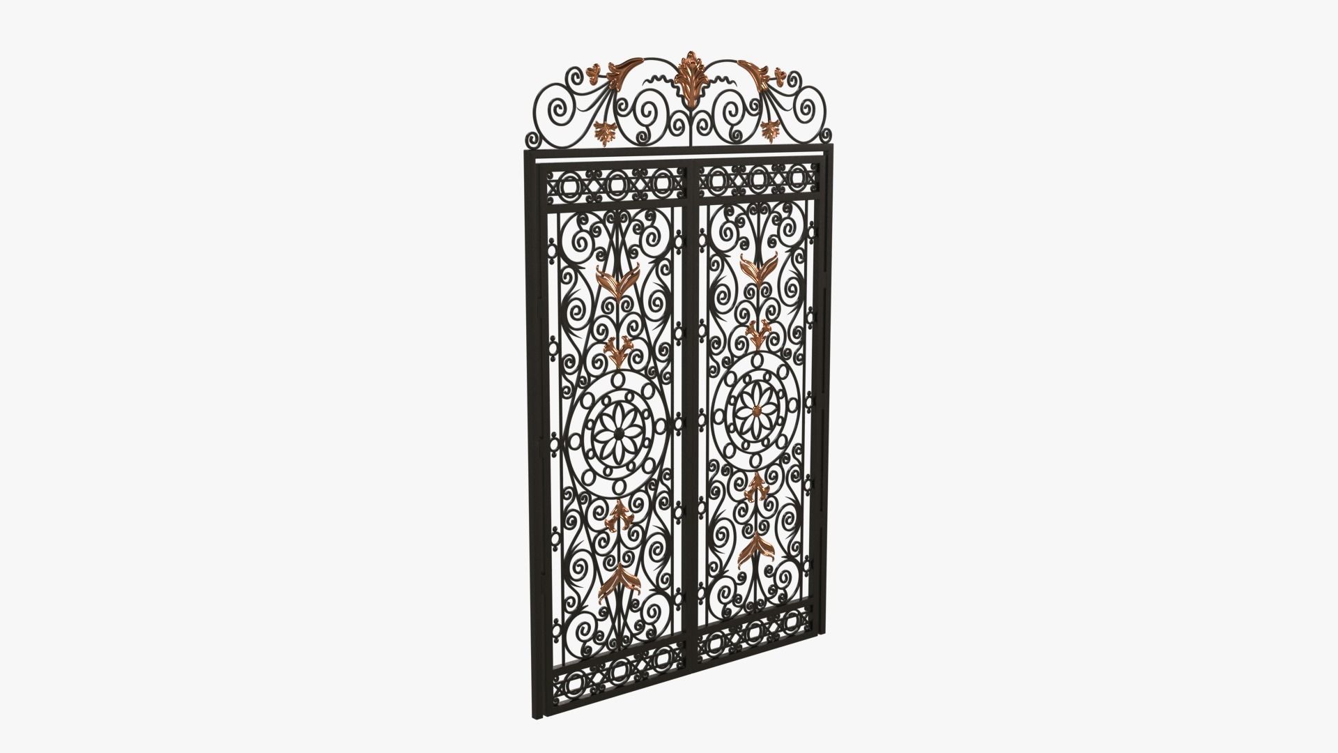 Gate-10 ornate wrought iron gate 3D model_3