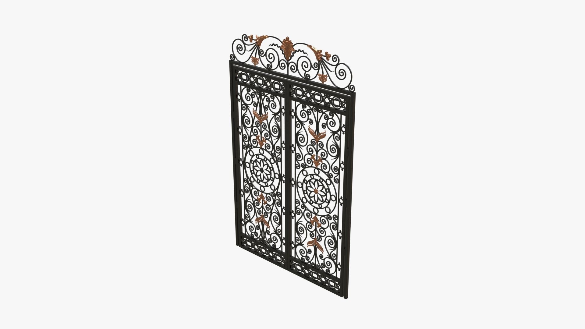 Gate-10 ornate wrought iron gate 3D model_1