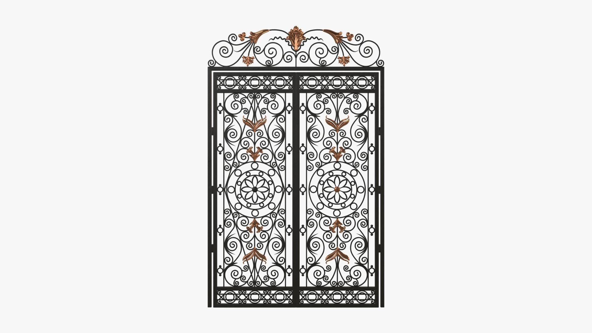Gate-10 ornate wrought iron gate 3D model_4