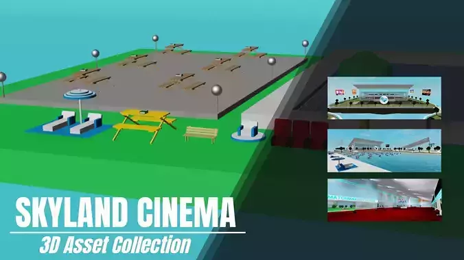 3D OBJECT COLLECTION SKYLAND CINEMA Low-poly 3D model