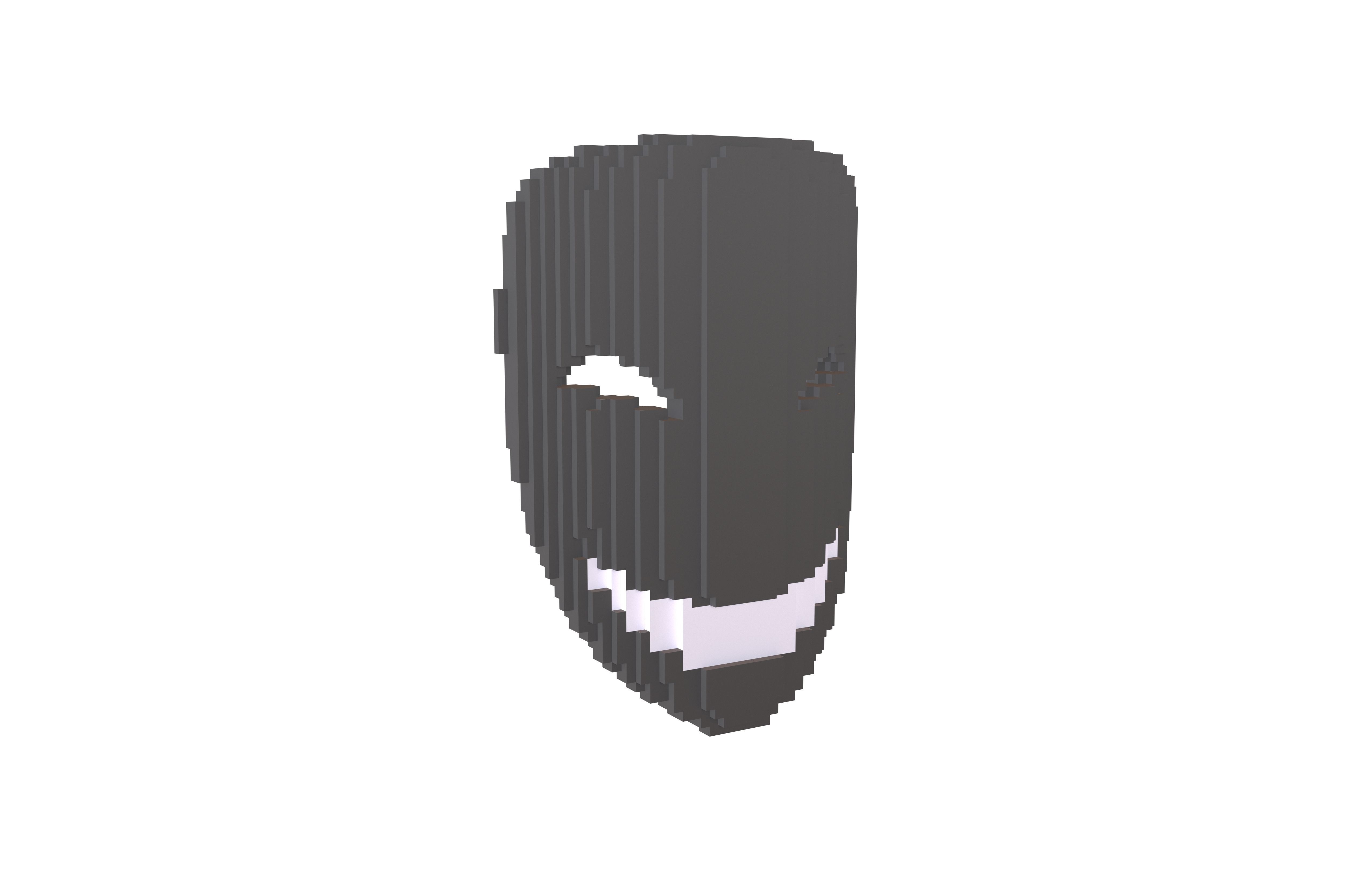 Voxel Anime Cosplay Mask v1 002 Low-poly 3D model_1