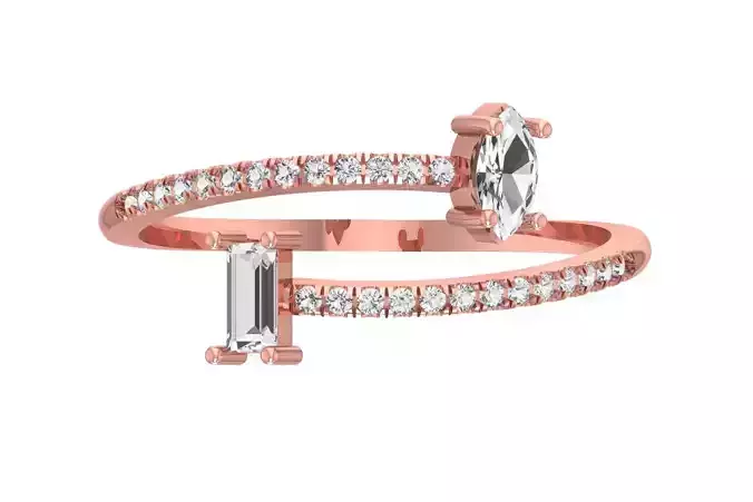 Open End Light Weight Baguette Marquise stone Band Ring