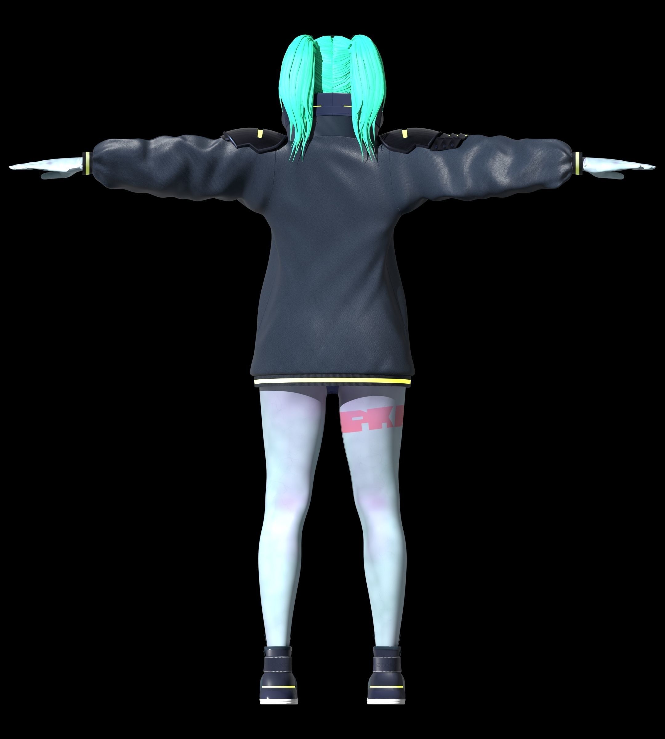 Cyberpunk Edrunners Rebecca T-pose 4K texture 3D model_4