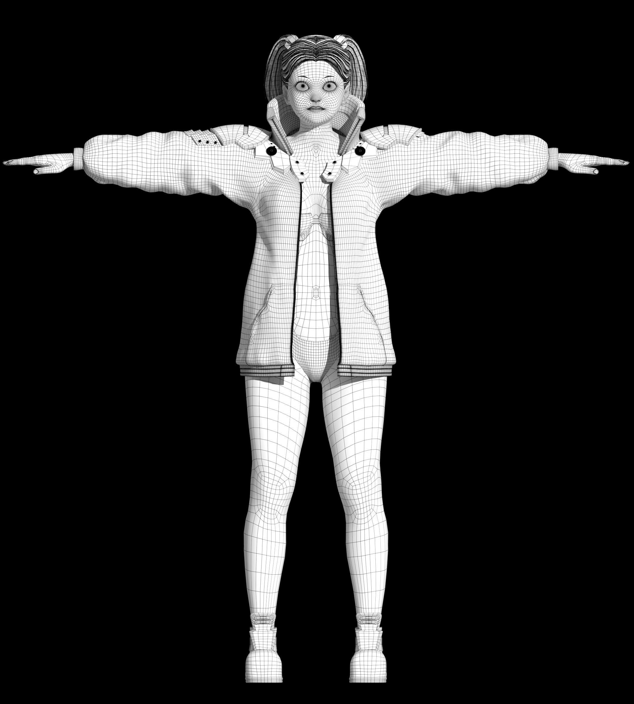 Cyberpunk Edrunners Rebecca T-pose 4K texture 3D model_6