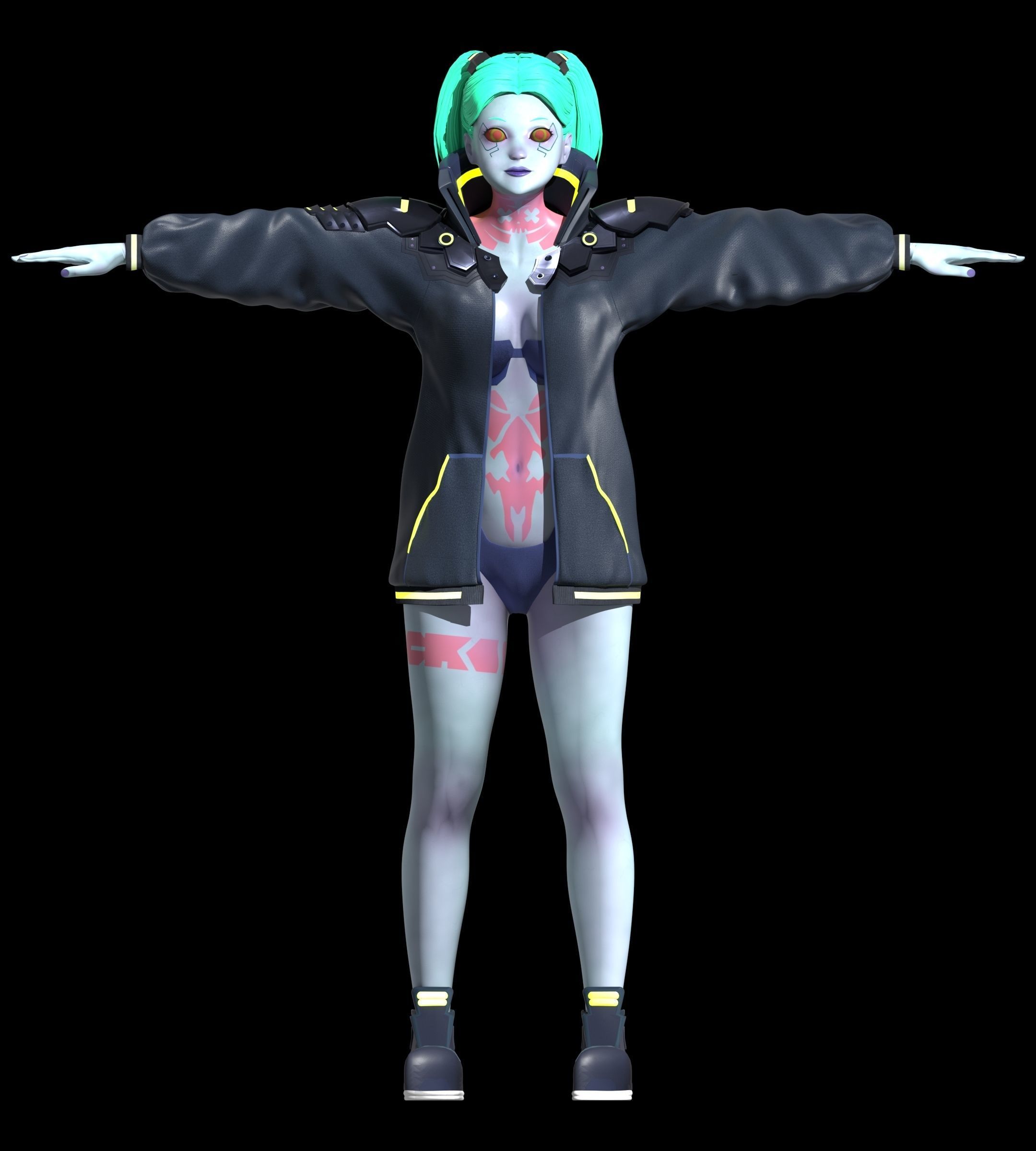 Cyberpunk Edrunners Rebecca T-pose 4K texture 3D model_3
