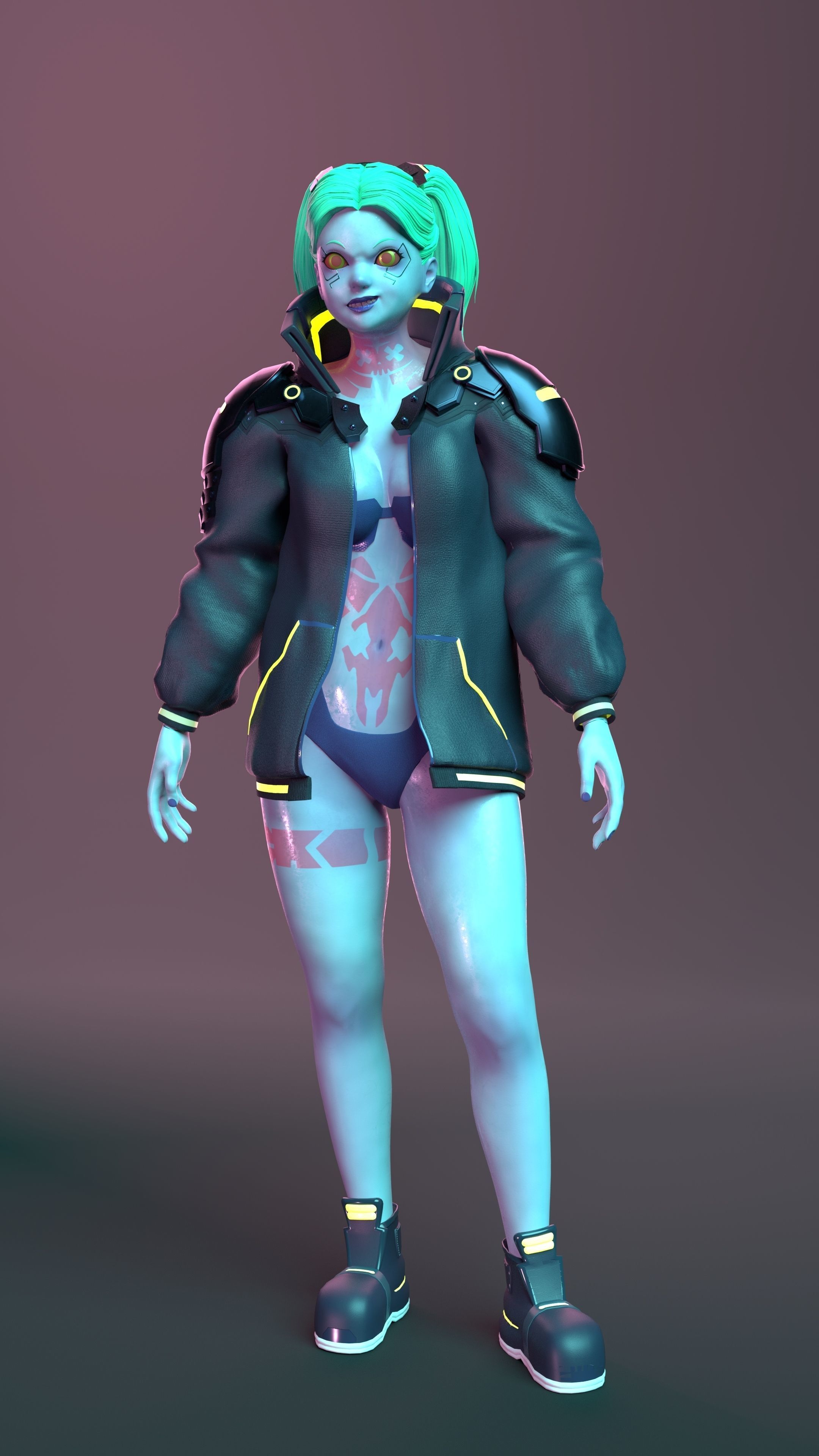 Cyberpunk Edrunners Rebecca T-pose 4K texture 3D model_1