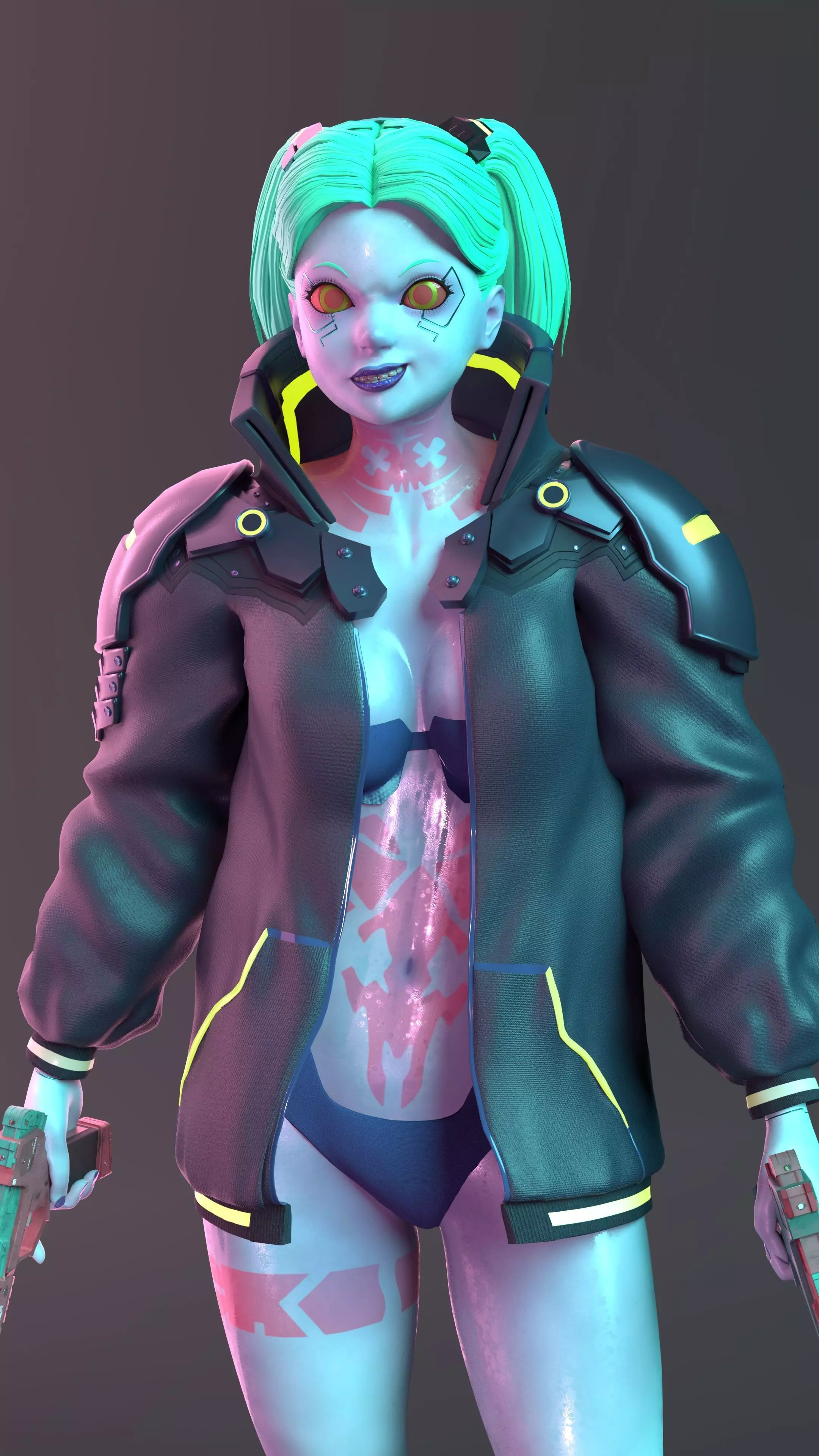 Cyberpunk Edrunners Rebecca T-pose 4K texture 3D model_0