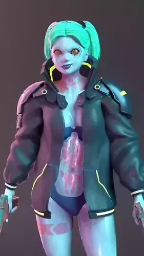 Cyberpunk Edrunners Rebecca T-pose 4K texture 3D model