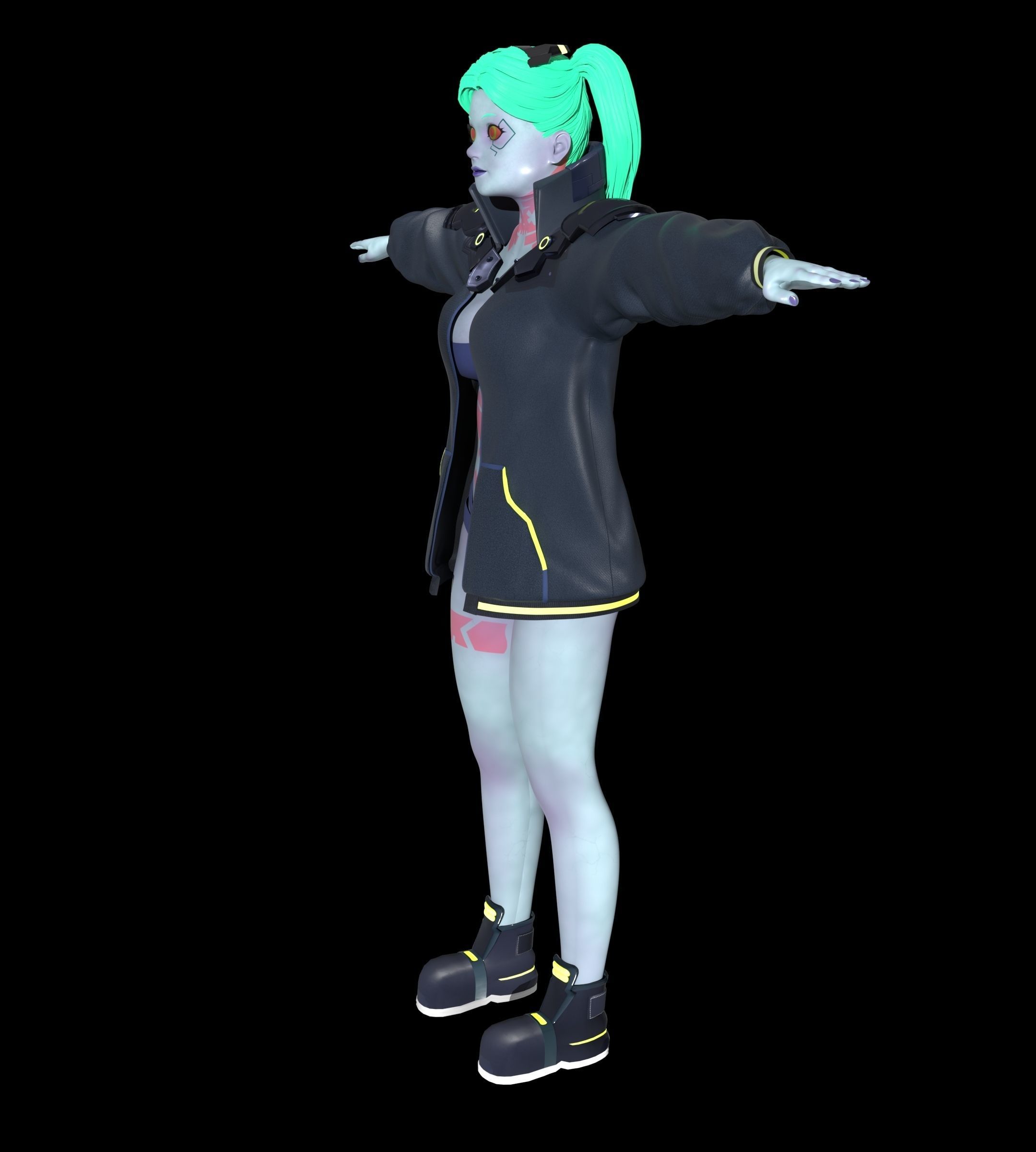 Cyberpunk Edrunners Rebecca T-pose 4K texture 3D model_5