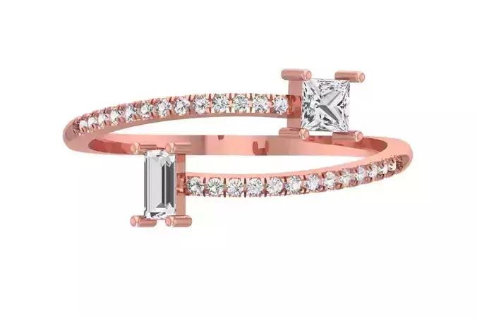 Open End Light Weight Baguette Princess stone Band Ring