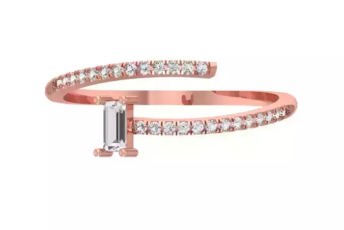 Open End Light Weight Baguette Stone Band Ring