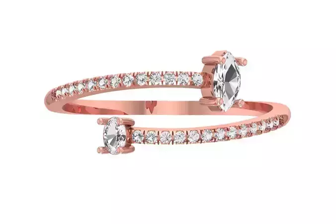 Open End Light Weight Marquise Oval stone Band Ring