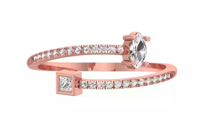 Open End Light Weight Marquise Princess stone Band Ring