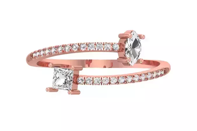 Open End Light Weight Marquise Princess stone Band Ring