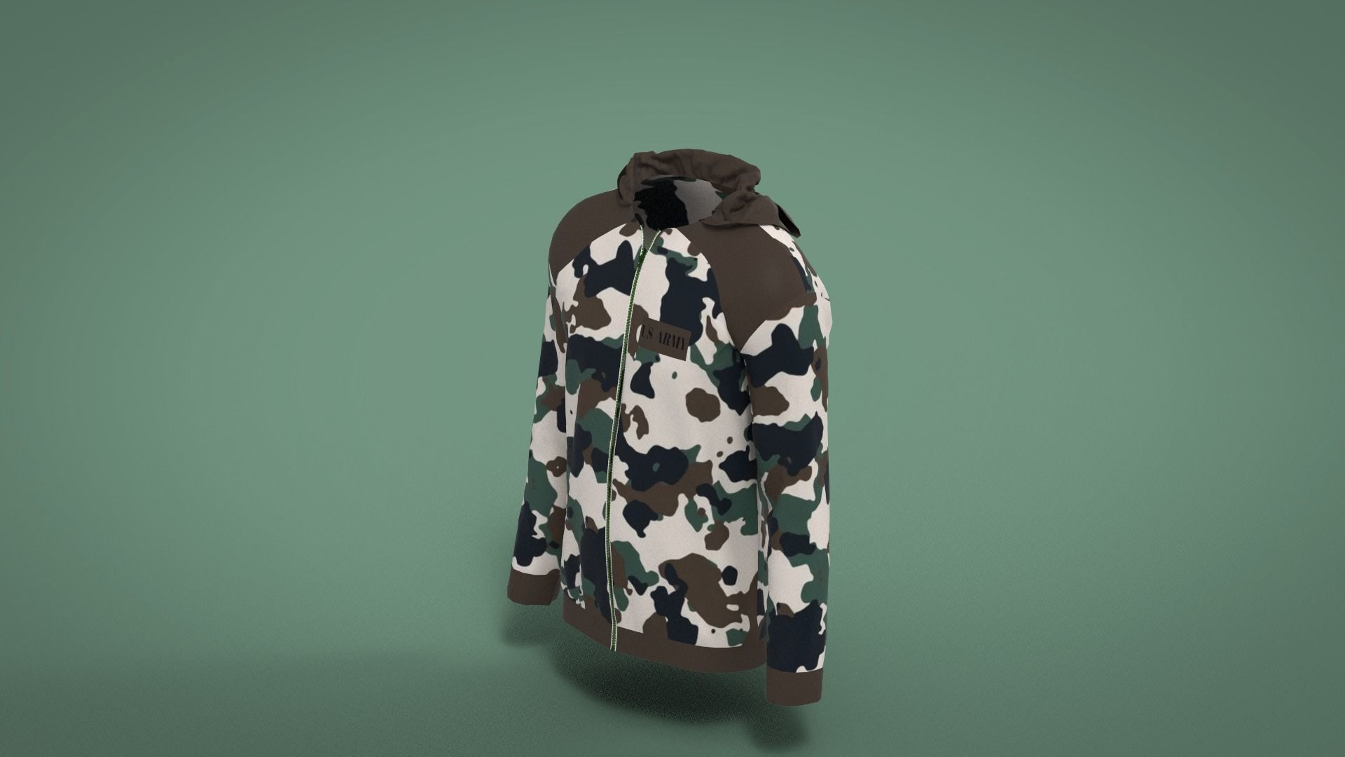 Jacket camouflage hoodie Low-poly 3D model_2
