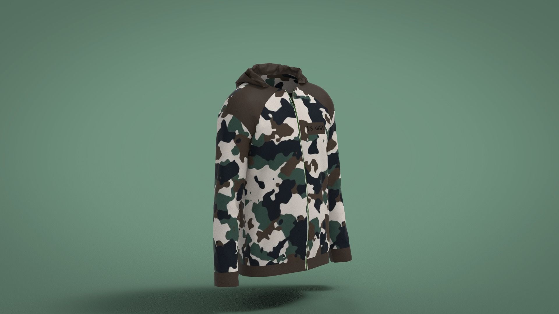 Jacket camouflage hoodie Low-poly 3D model_1