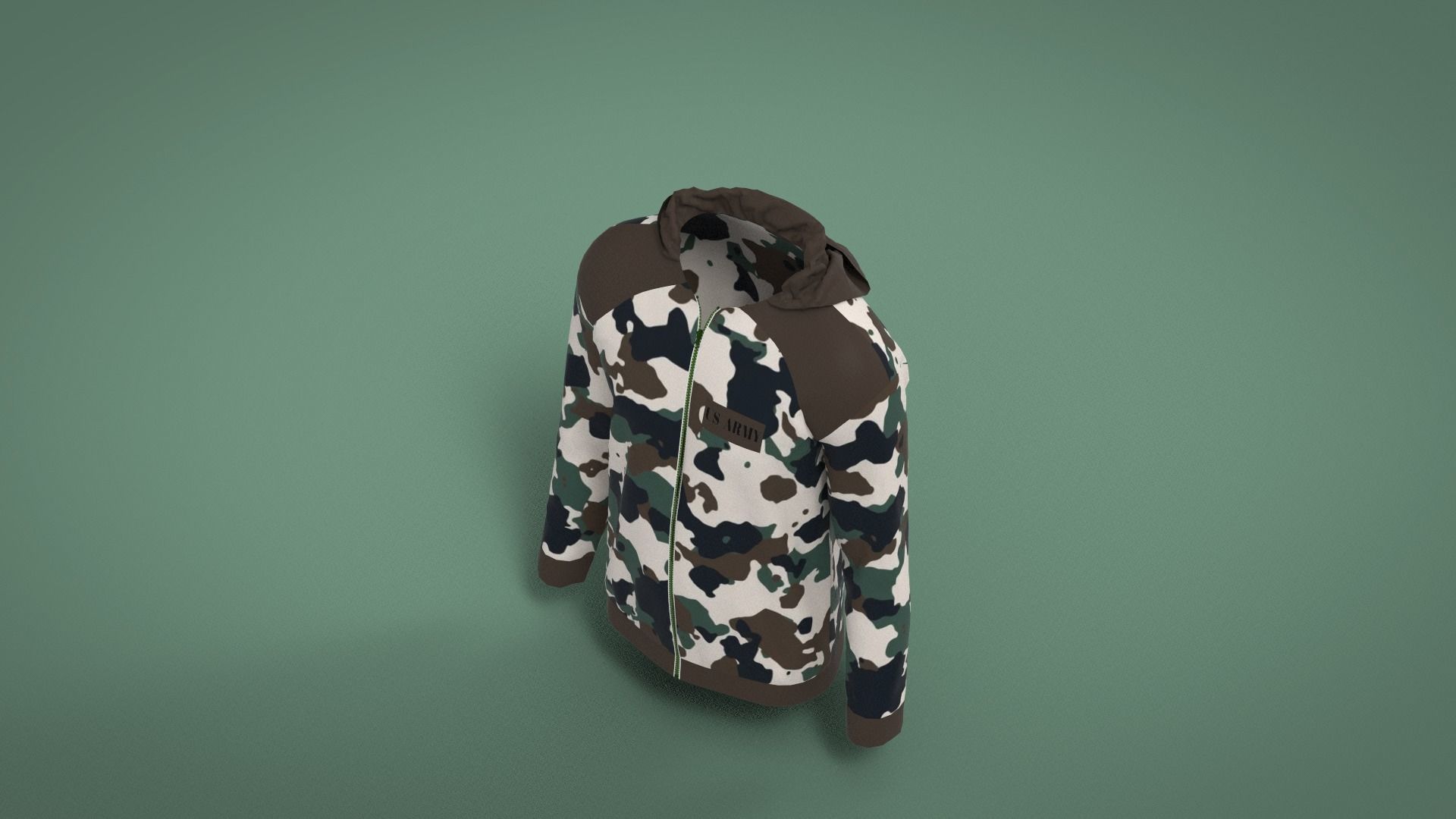 Jacket camouflage hoodie Low-poly 3D model_5