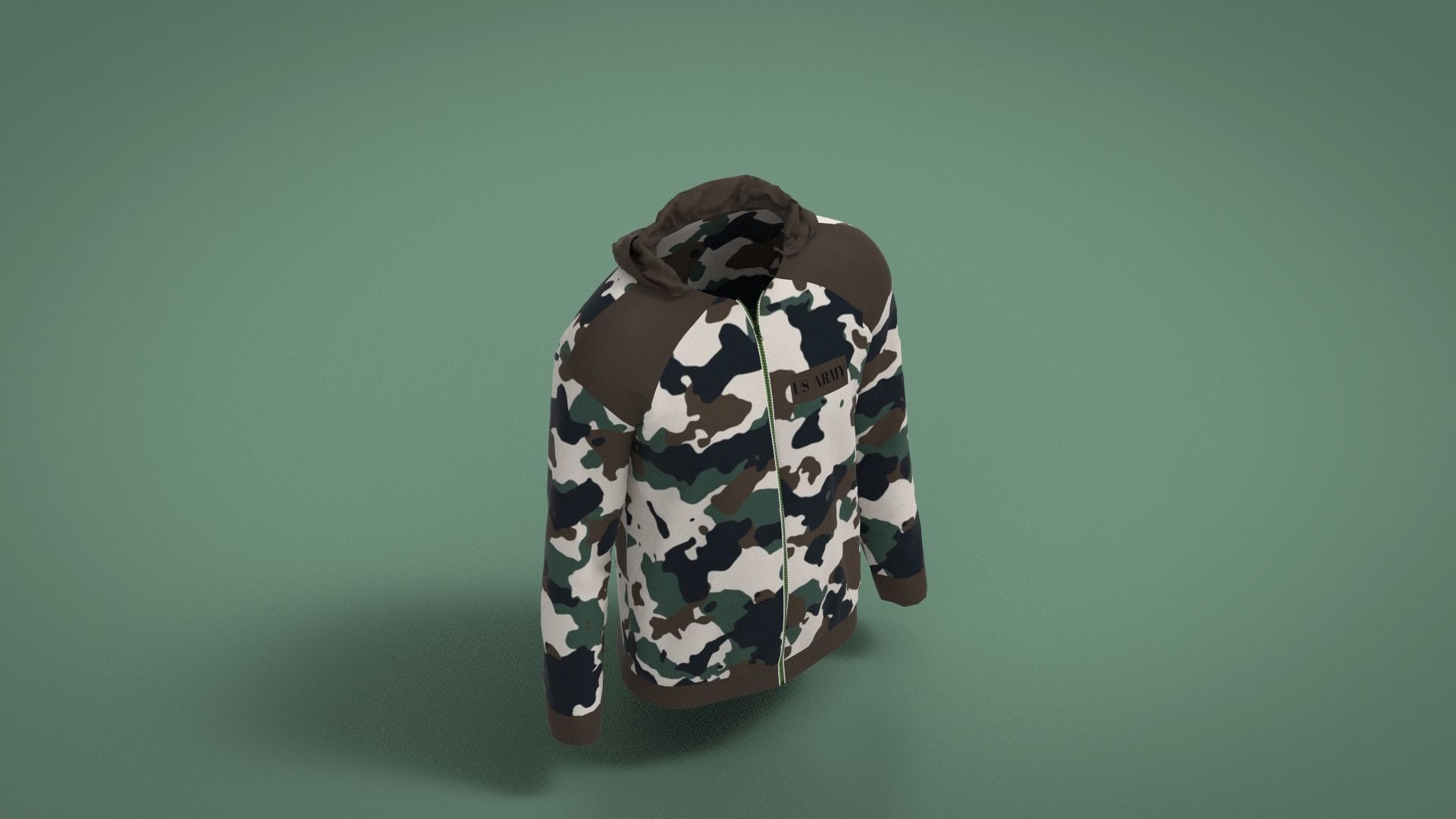 Jacket camouflage hoodie Low-poly 3D model_3