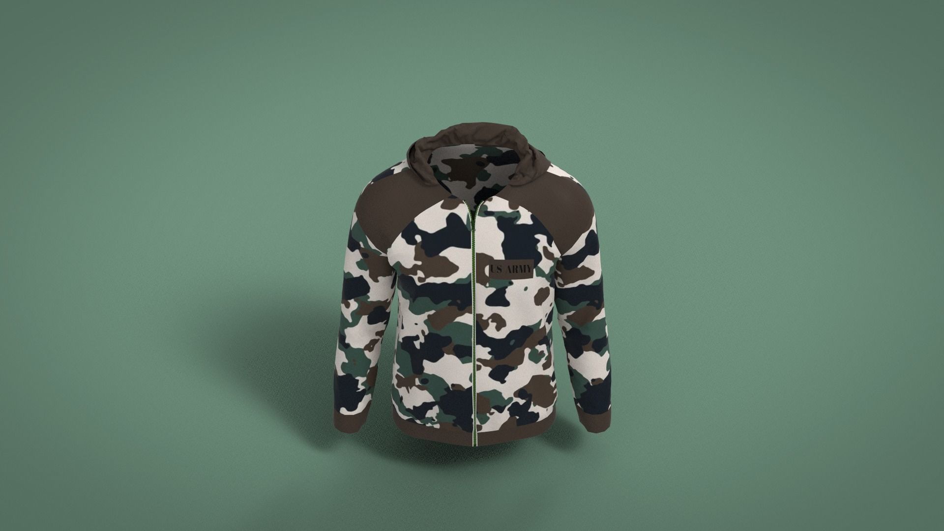 Jacket camouflage hoodie Low-poly 3D model_4